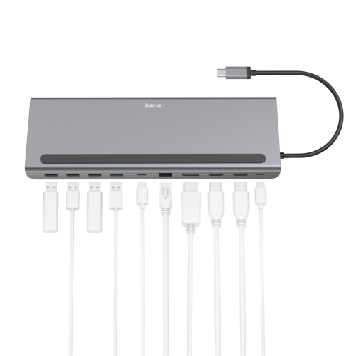 Dokovací stanice Hama USB-C Connect2Office Pro, 10 připojení