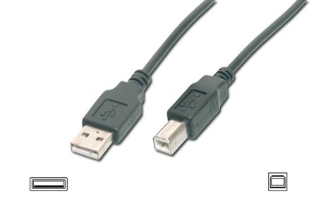 Digitus USB kábel A samec na B samec, 2x tienený, čierny, 3m