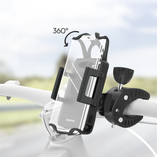 Hama Strong , univerzálny držiak na mobil so šírkou 5-9 cm, na riadidlá bicykla, otočný o 360° Hama Strong , univerzálny držiak na mobil so šírkou 5-9 cm, na riadidlá bicykla, otočný o 360°