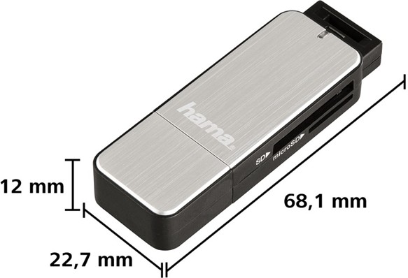Hama USB 3.0 Card Reader, SD/microSD (silver)