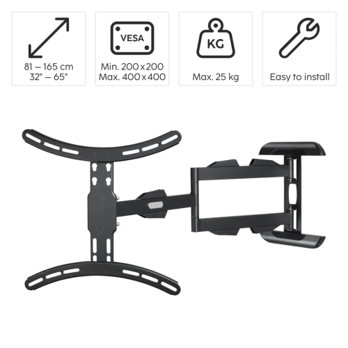 Nástěnný držák na TV Hama, 400x400, pohyblivý, prodloužený