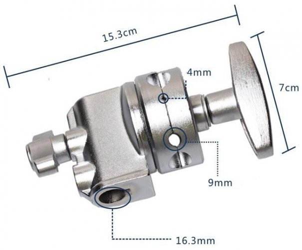 forDSLR kovový kĺb pre uchytenie tyčí 4 - 16 mm