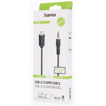 Kabel audio adaptéru Hama USB-C na jack 3,5 mm, aktivní, 0,75 m