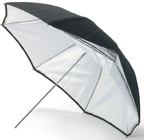 Studiový deštník 153cm stříbrný/černý