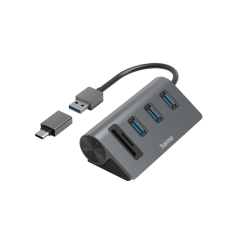Rozbočovač a čtečka karet Hama USB, 5 portů, adaptér USB-C