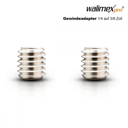 Walimex pro Gewindeadapter 1/4 auf 3/8 Zoll, 2 Stücke