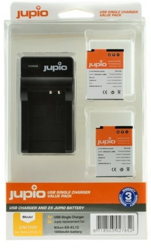Jupio set 2x EN-EL12 for Nikon, 1,050 mAh + Charger