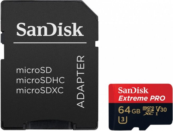 SanDisk Extreme Pro microSDXC 64GB  100 MB/s A1 Class 10 UHS-I V30 + adaptér