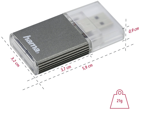 Hama USB-3.0-UHS-II SDXC-Kartenleser Aluminium (Anthrazit)