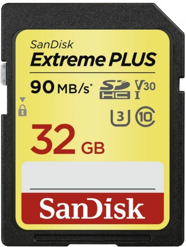 SanDisk Extreme Plus SDHC 32GB 90 MB/s Class 10 UHS-I U3 V30