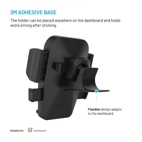 FIXED Iconiq műszerfali tartó ragasztóval a műszerfalon, fekete színű