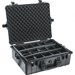 Peli™ Case 1600 Koffer mit verstellbaren Klettverschlussfächern (Schwarz)