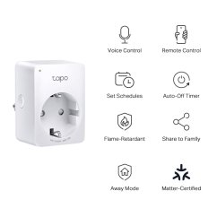 Múdra zásuvka TP-Link Tapo P100M(EU) regulácia 230V cez IP, Cloud, WiFi, Matter