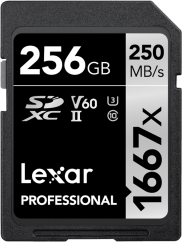 Lexar SDXC Pro 1667X UHS-II U3 R250/W120 (V60) 256G