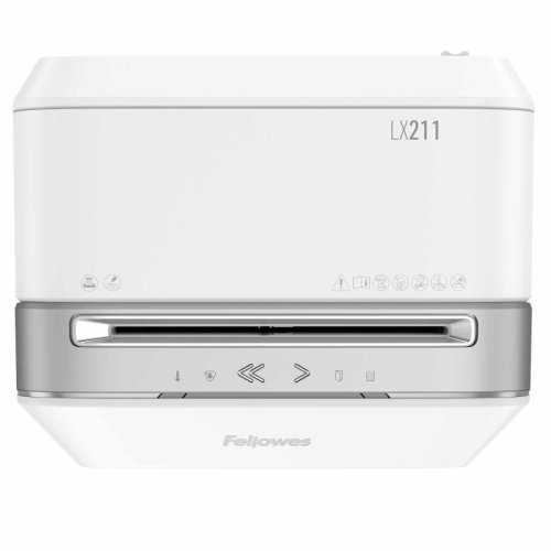 Aktenvernichter Fellowes LX 211 P-5, Querschnitt 2x12mm, 15 Blatt, 23l, Kreditkarte, weiß Aktenvernichter Fellowes LX 211 P-5, Querschnitt 2x12mm, 15 Blatt, 23l, Kreditkarte, weiß