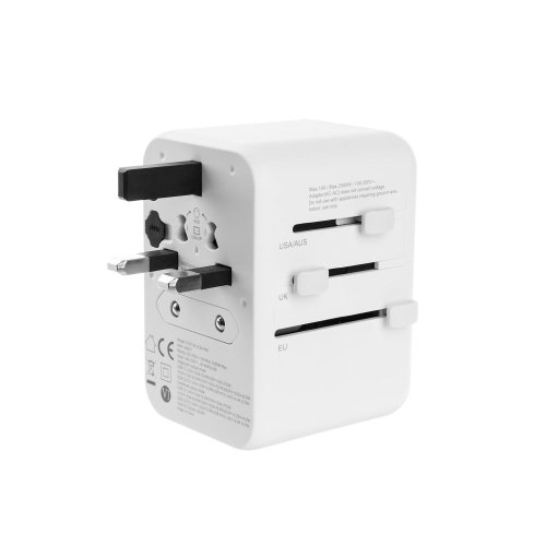 Adaptér FIXED Cestovné pre EÚ, UK a USA/AUS, s 3xUSB-C a 2xUSB výstupom, GaN, PD 65W, biely Adaptér FIXED Cestovné pre EÚ, UK a USA/AUS, s 3xUSB-C a 2xUSB výstupom, GaN, PD 65W, biely