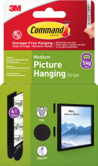 3M Command Strips Black Medium 4 Sets