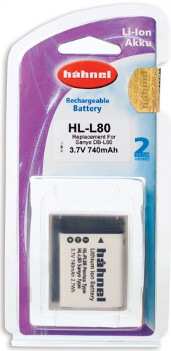 Hähnel HL-L80, Sanyo DB-L80 740mAh, 3.7V, 2.7Wh