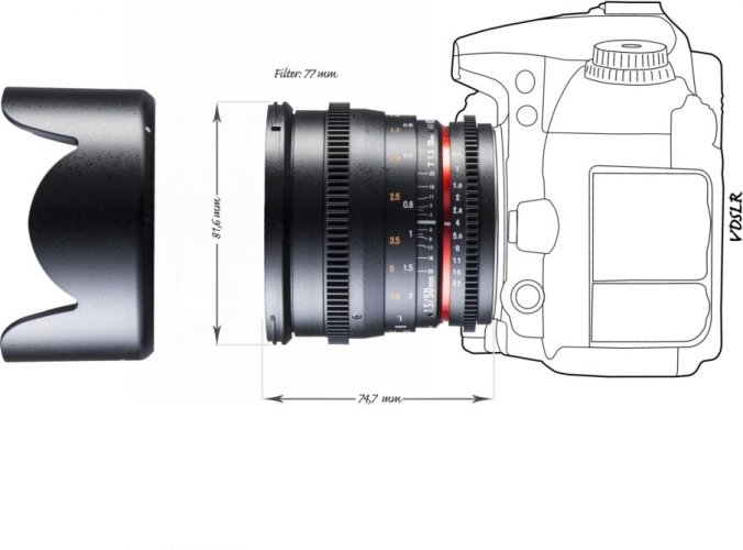 Walimex pro 50mm T1,5 Video DSLR Objektiv für Canon EF