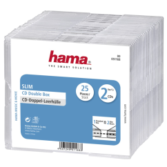 Hama CD Slim Double Box, obal na 2 CD/DVD, průhledný, balení po 25 ks (cena za balení)