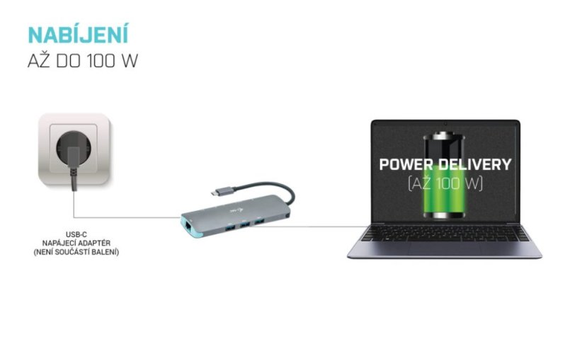 Dokovací stanice i-Tec USB-C Metal Nano 4K HDMI LAN + Power Delivery 100W