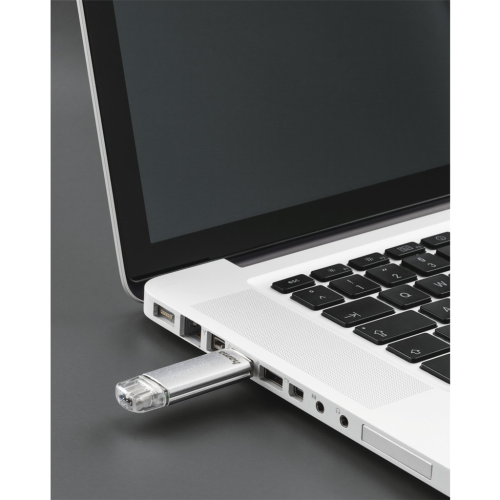 Hama Flash Pen Laeta, USB-C/USB-A 3.1, 16 GB, 40 MB/s, stříbrná