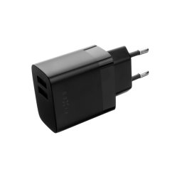 Set FIXED sieťové nabíjačky s 2xUSB výstupom a USB/USB-C káblom, 1 meter, 17W Smart Rapid Charge, čierna