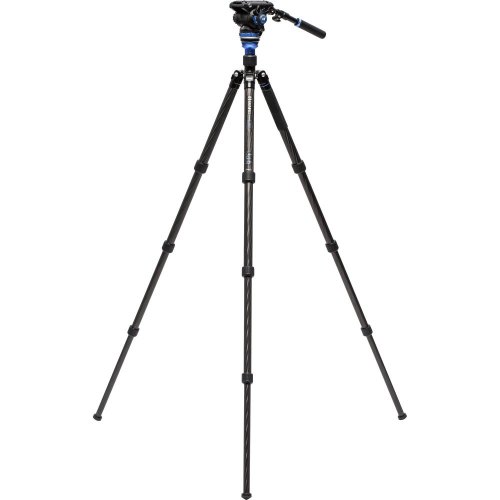 Benro Reverse-Folding Carbon Fiber Travel Tripod C3883T with Fluid Video Head S6Pro | Max Height 183 cm | Payload 6 kg | Convertible to a Monopod