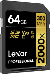 Lexar SDXC Pro 2000X UHS-II U3 R300/W260 (V90) 64GB