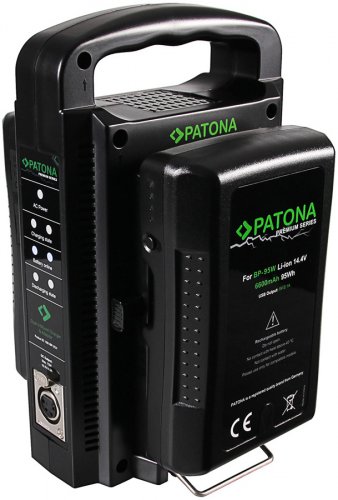 Patona Dual V-Mount Ladegerät mit 4-Pin XLR Kabel