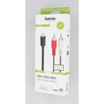Kabel audio adaptéru Hama USB-C na 2 cinch, aktivní, 1,5 m
