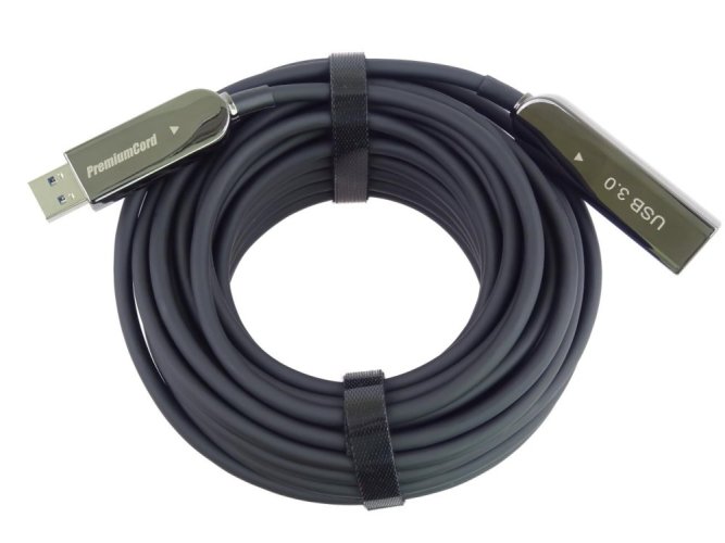 PremiumCord USB3.2 + 2.0 prodlužovací optický kabel A/Male - A/Female, 20 m