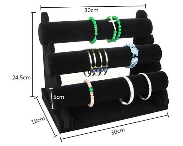Armbandständer, 3 Ebenen, roter Samt (DNR-R)