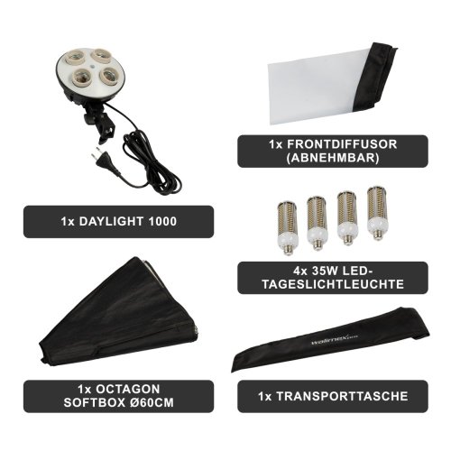 Walimex pro Daylight 1000 4x35W + Softbox 60cm