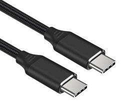 Kábel USB-C M/M 1,5m , 240W 480Mbps čierny bavlnený oplet, 1,5m
