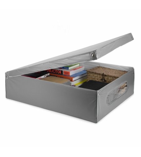 Compactor Skládací úložná krabice, karton potažený PVC, 58 x 48 x 16 cm, šedá