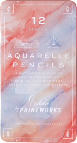 Printworks akvarelové pastelky, 12 ks