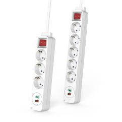 Hama predlžovací prívod, 3x zásuvka schuko, USB-C PD/USB-A QC 18 W, 1,4 m