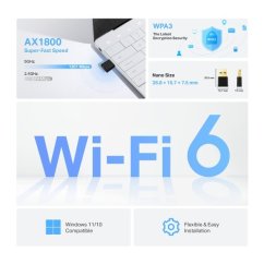 USB kliens TP-Link Archer TX20U Nano AX 1800 adapter, 2.4/5GHz, USB 3.0