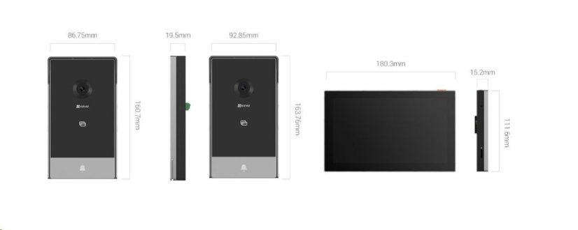 Chytrý zvonek Ezviz HP5 Wi-Fi, 7" dotykový monitor, videotelefon