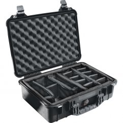 Peli™ Case 1500 Koffer mit verstellbaren Klettverschlussfächern (Schwarz)