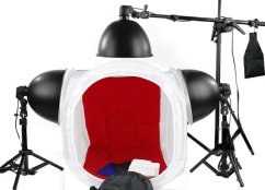 Photo tent 150x150 in a set with three spotlights and a Boom tripod WITHOUT light bulbs