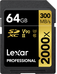 Lexar SDXC Pro 2000X UHS-II U3 R300/W260 (V90) 64GB