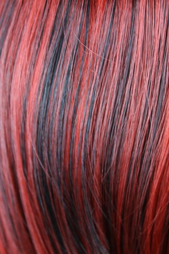 Dámská paruka krátká, černá, červená 1RED-1HRED (PAR-1RED-1HRED)
