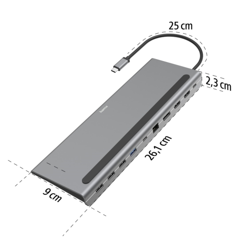 Dokovací stanice Hama USB-C Connect2Office Pro, 10 připojení