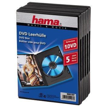 Hama DVD obal na 1 DVD, s fóliou, čierny, 5 ks