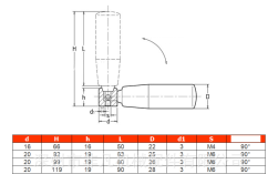 Univerzálne otočné sklopné madlo/klučka 50x16xM4 (DRPS50)