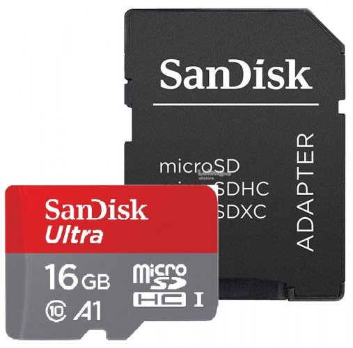 SanDisk Secure Digital Micro SDHC 16GB Ultra Android 98 MB/s Class10 A1 UHS-I + Adapter