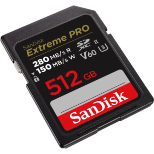 Karty SD SanDisk Extreme PRO 512 GB V60 UHS-II, 280/150 MB/s,V60,C10,UHS-II