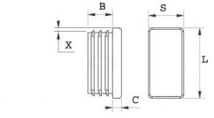 Záslepka, krytka, zátka 50x25 1,0-3,0mm Obdélníková plastová záslepka (RX5025)
